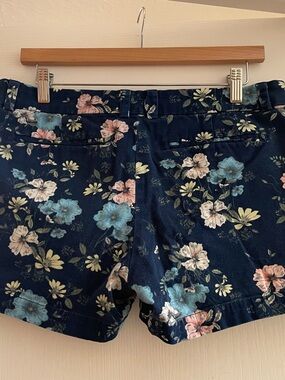 Floral Navy Cotton Blend Women’s Jean Shorts